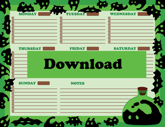 Cat Potion Weekly Planner Digital Download